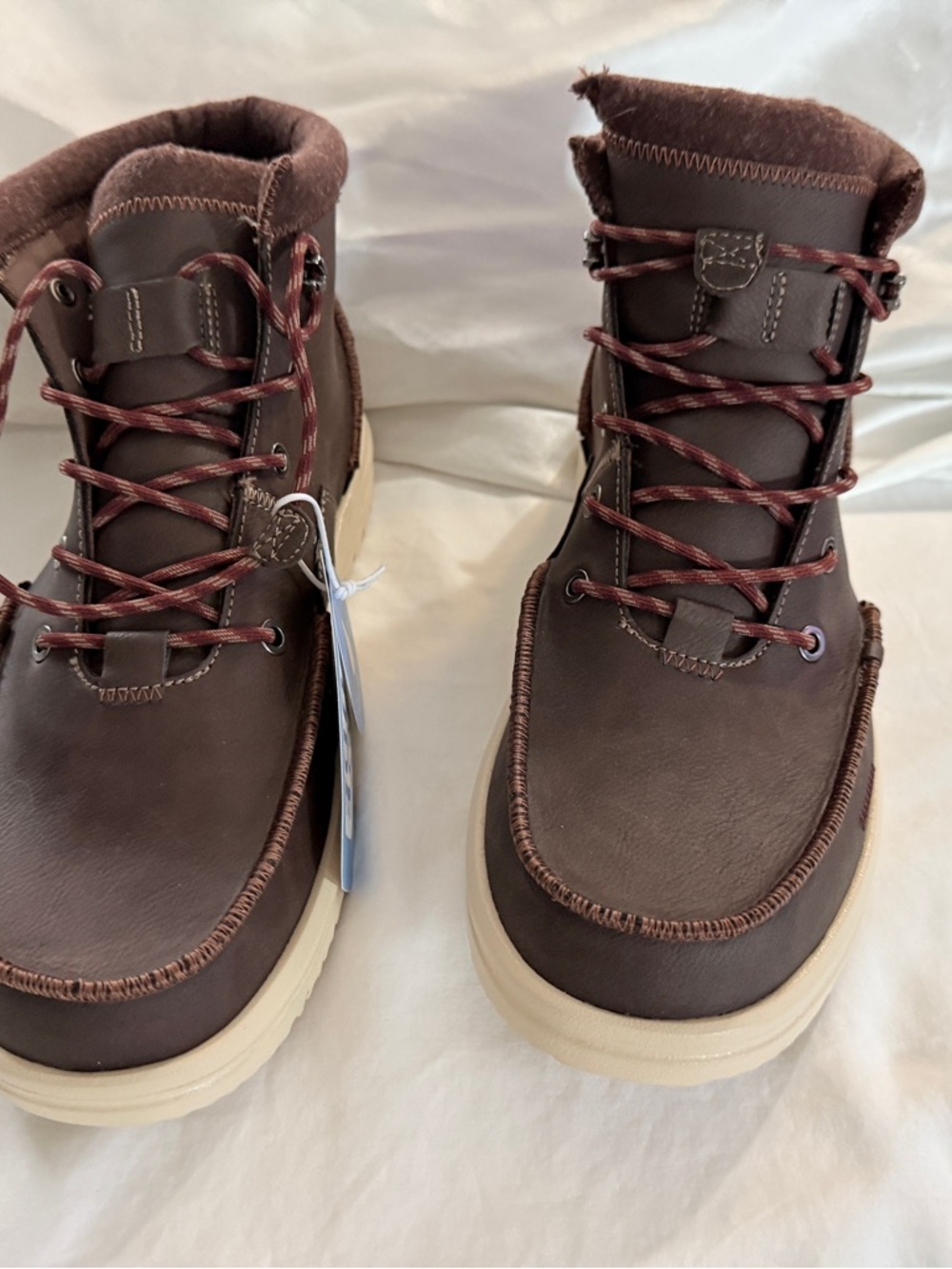 Hey Dude Men's Dark Brown Lace-Up Casual Boots with Red-Brown Laces - Picture 5 of 7